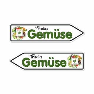 Pfeilschild "Frisches Gemüse" – Hochwertiges Schild für den Außenbereich 3 mm Alu-Verbund in Pfeilform
