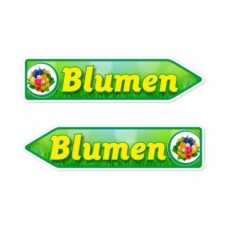 Pfeilschild "Blumen" – Hochwertiges Schild für den Außenbereich 3 mm Alu-Verbund in Pfeilform