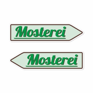 Pfeilschild "Mosterei" - Hochwertiges Schild für den Außenbereich 3 mm Alu-Verbund in Pfeilform