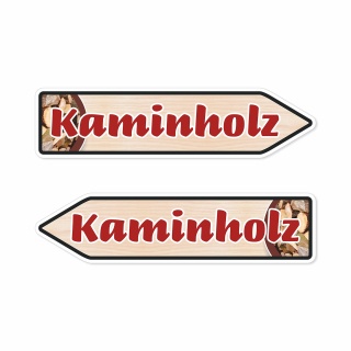 Pfeilschild "Kaminholz" – Hochwertiges Schild für den Außenbereich 3 mm Alu-Verbund in Pfeilform