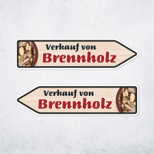 Pfeilschild "Verkauf von Brennholz" –...
