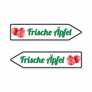 Pfeilschild "Frische Äpfel" – Hochwertiges Schild für den Außenbereich 3 mm Alu-Verbund in Pfeilform