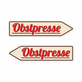Pfeilschild "Obstpresse" – Hochwertiges Schild für den Außenbereich 3 mm Alu-Verbund in Pfeilform
