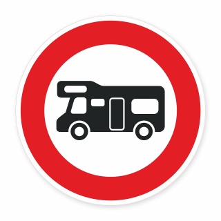 Schild „Verbot für Wohnmobile“ – Alu-Verbund 3 mm rund (Ø30 cm)