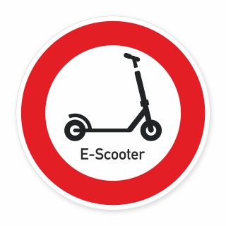 Schild „Verbot für E-Scooter“ – Alu-Verbund 3 mm rund (Ø30 cm)