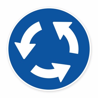 Schild „Kreisverkehr“ – Alu-Verbund 3 mm rund (Ø30 cm)
