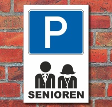 Schild Parkplatz, Senioren, 3 mm Alu-Verbund