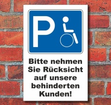 Schild Parkplatz, Behindertenparkplatz, 3 mm Alu-Verbund