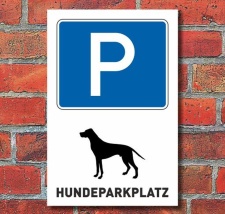 Schild Hundeparkplatz, Hund parken, Aluverbund hochkant...