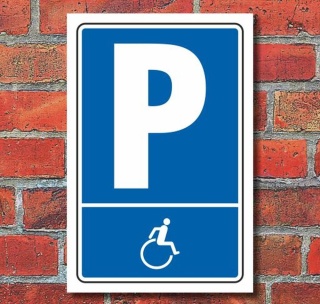 Schild Parken, Parkplatz, Behindertenparkplatz Symbol, 3 mm Alu-Verbund