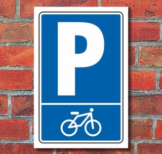 Schild Parken, Parkplatz, Fahrrad Symbol, 3 mm Alu-Verbund 450 x 300 mm